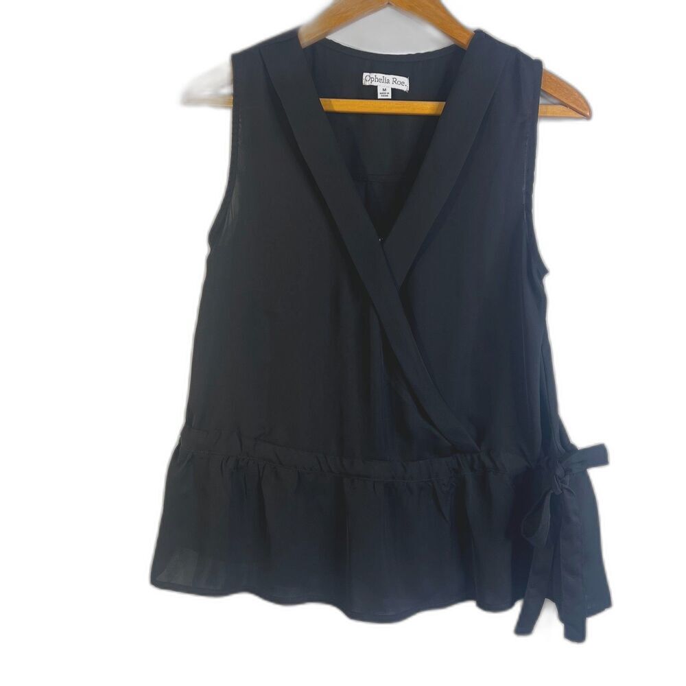 Ophelia Roe Sleeveless Peplum Tie Waist Dressy Tank Blouse Neutral Size‎ Medium